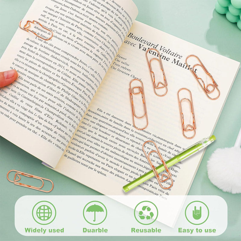 6 st 3 färger hjärtformade pennklämmor i metall