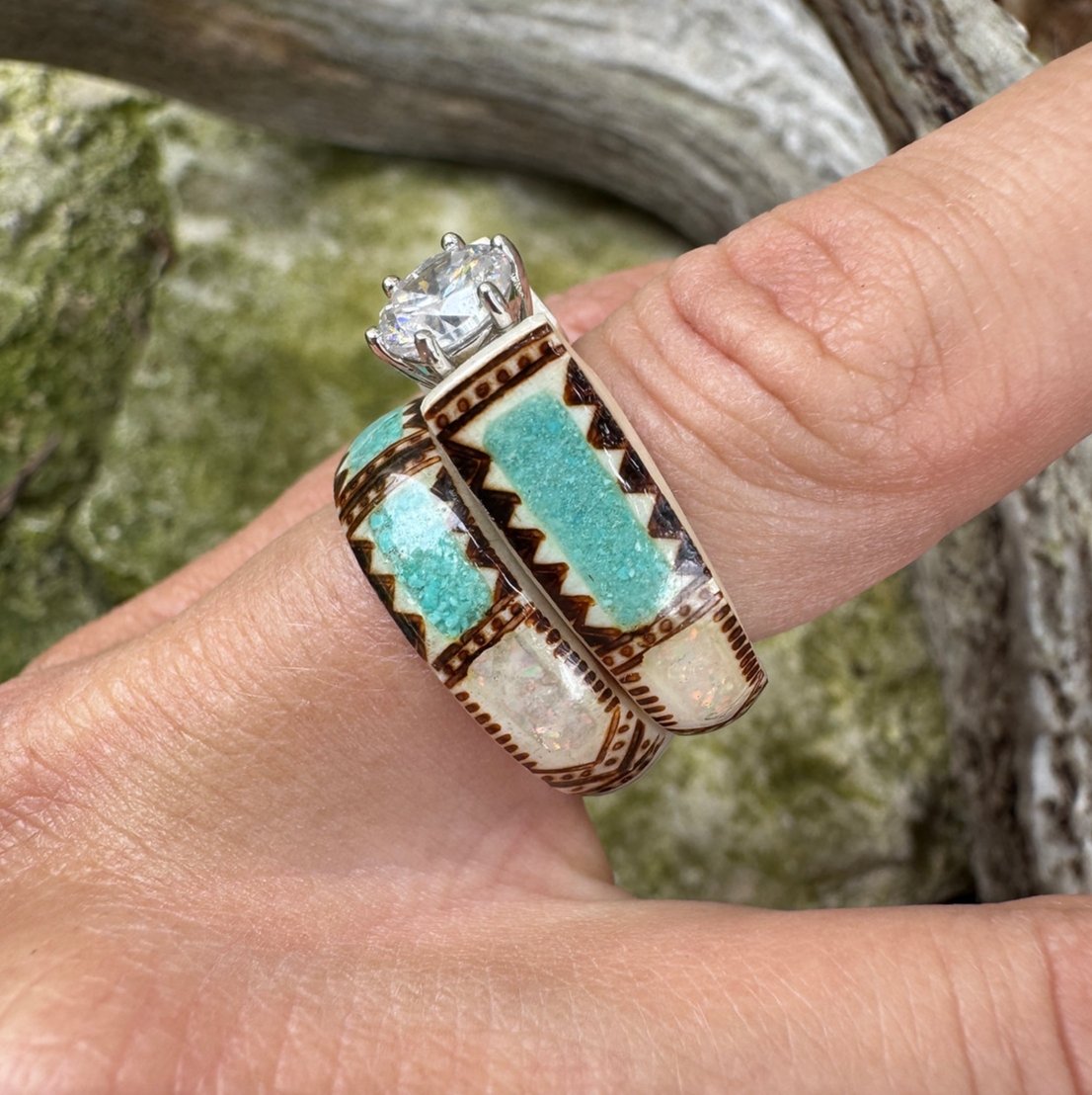 🔥SISTA DAGEN 49 % RABATT💍Handskuren ring av horn 🌏Tillverkad av naturligt avkastade horn